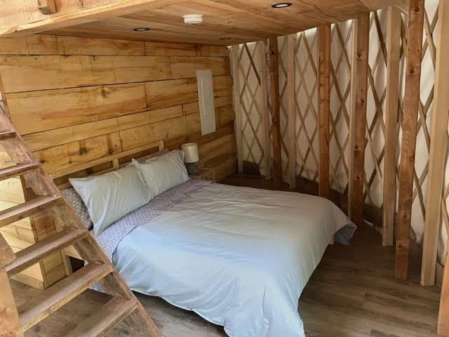 bedroom inside yurt 