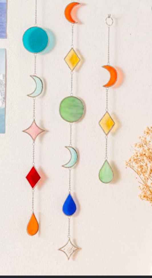 Stained Glass Geometric Shapes Suncatcher