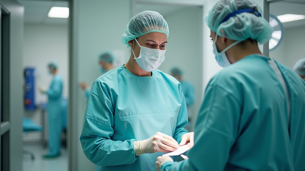 Augenhöhe eines Sanitäters, der medizinische Ausrüstung überprüft