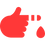 Symbol eines Fingers mit Bluttropfen – steht für Blutzucker-Messung oder kleinere Blutungen.