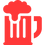 Piktogramm eines vollen Bierkrugs mit überlaufendem Schaum – typisches Symbol für Bier oder Feststimmung.