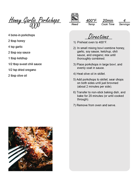Final revised recipe page design to appeal to a wider demographic.