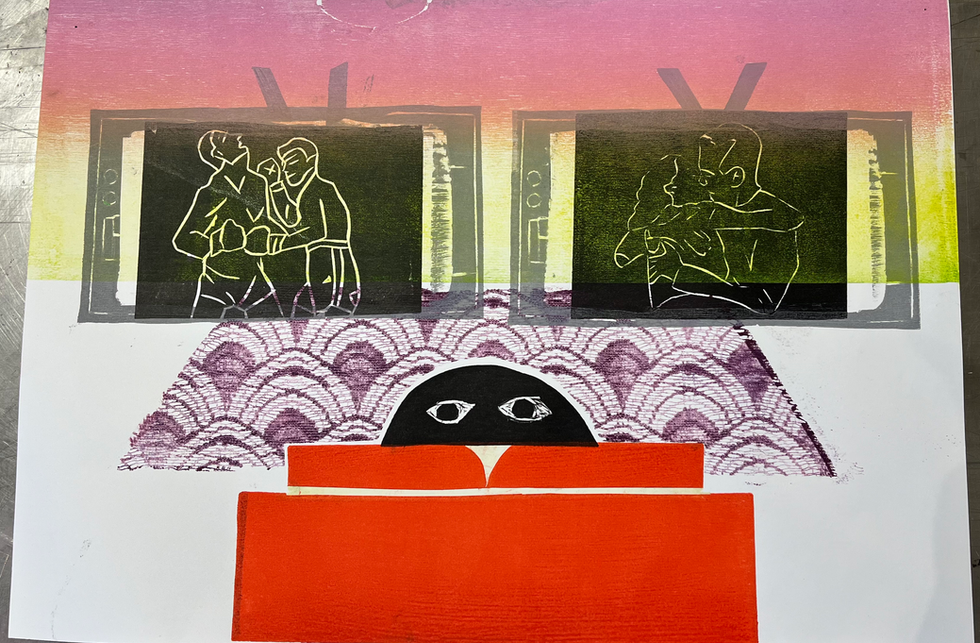 TV Print: Ink, Wood-Carved Block