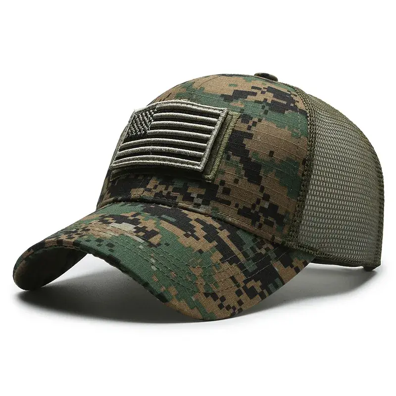 Thumbnail: American Flag Camouflage Baseball Cap Male Outdoor Breathable Tactics