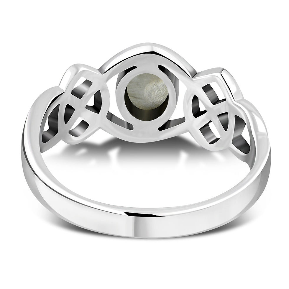 Thumbnail: Maris Celtic Knot Mother of Pearl Ring, Silver
