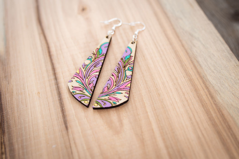 Thumbnail: Hand Painted Laser Cut Earrings