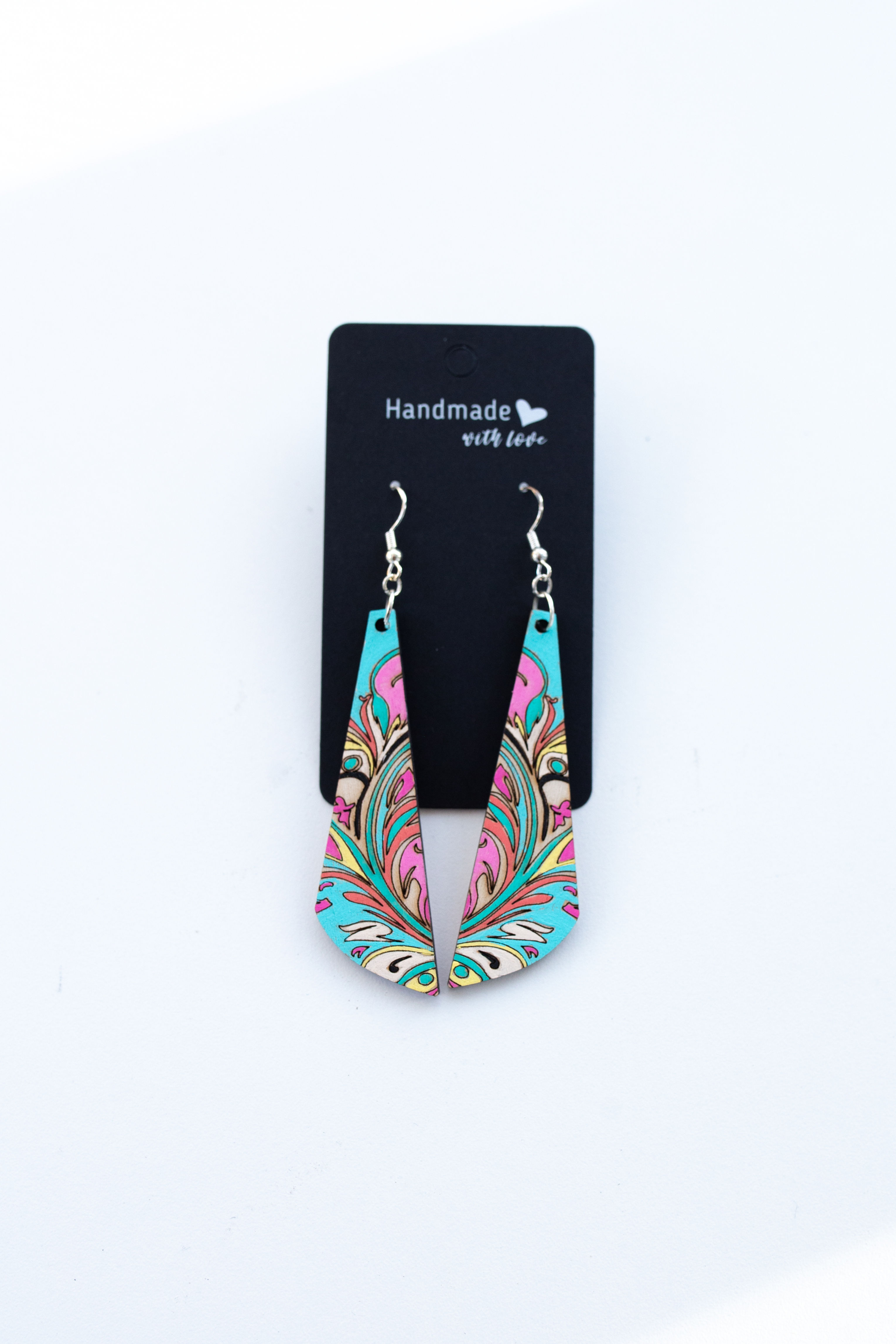 Hand-painted Wood Drop Earrings