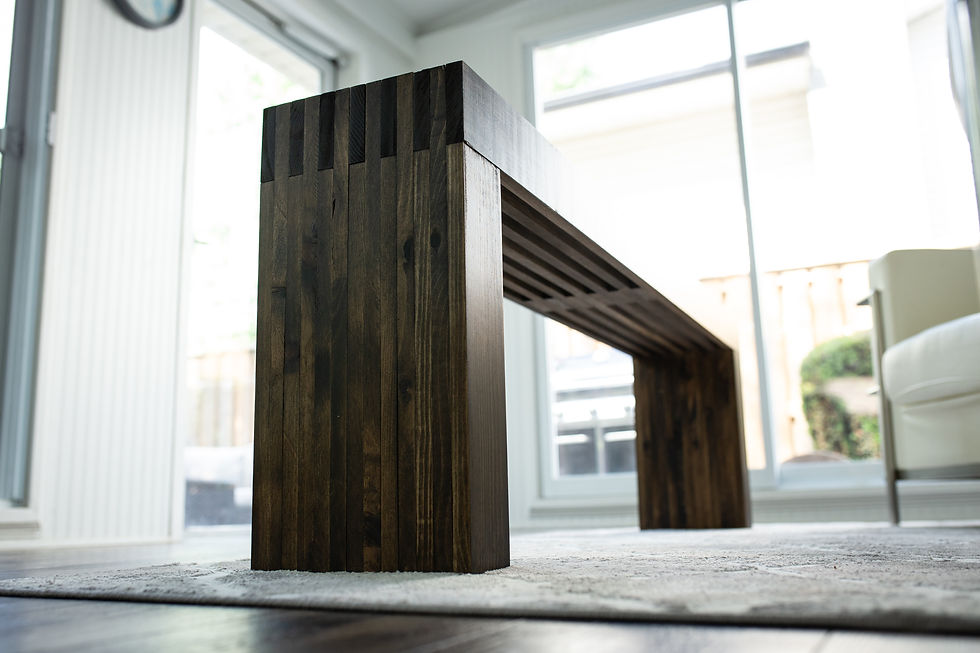 Thumbnail: dark walnut wood bench