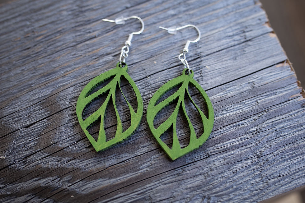 Thumbnail: Mini Leaf Earrings -Laser Cut