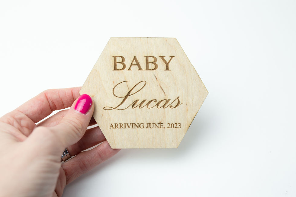 Thumbnail: Hexagon Baby Announcement Wooden  Laser Engraved Disc