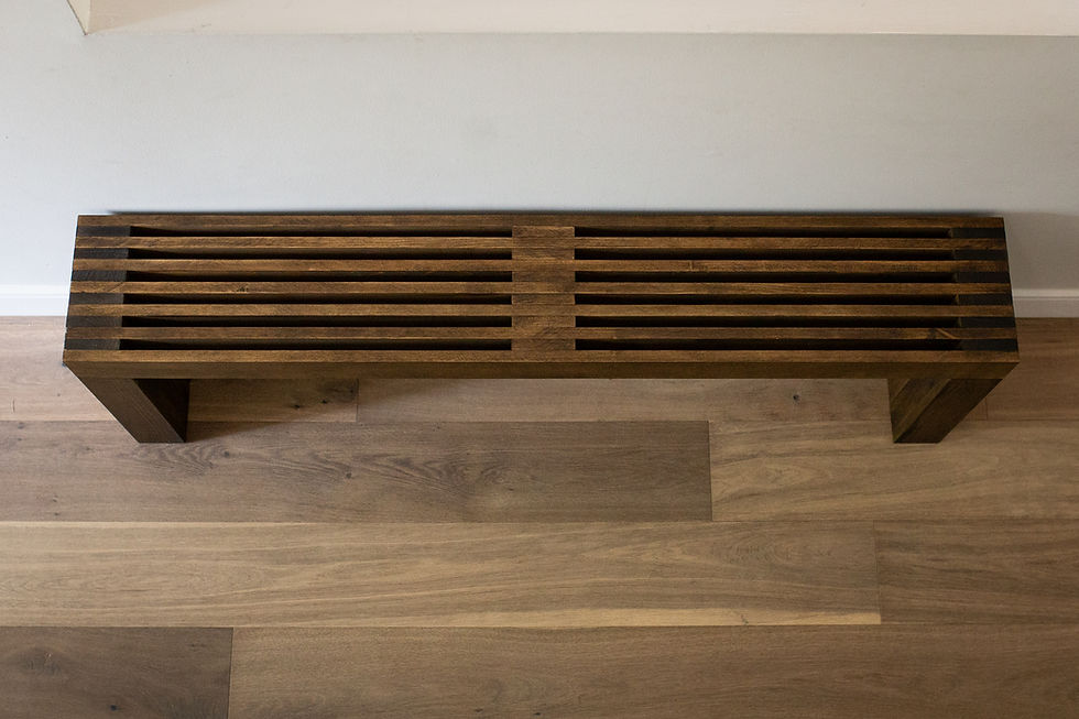 Thumbnail: dark walnut wood bench
