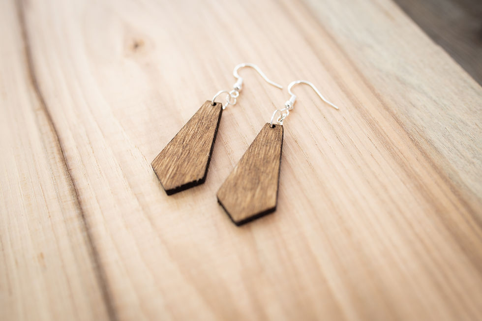 Small Wooden Geometric Drop Earrings