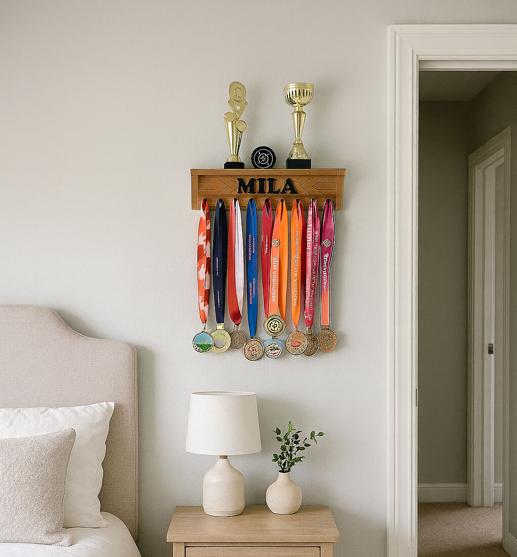 Personalized Trophy Shelf and Medal Display