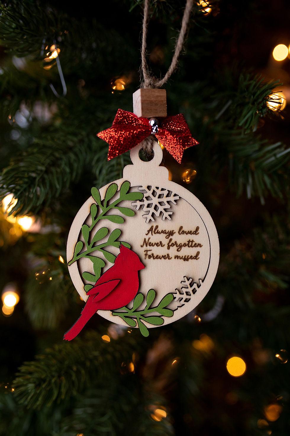 Thumbnail: Personalized Memorial Ornament | Laser Engraved | Hand=painted