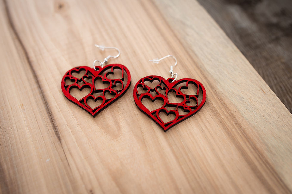 Thumbnail: Valentine Heart Wood Earring