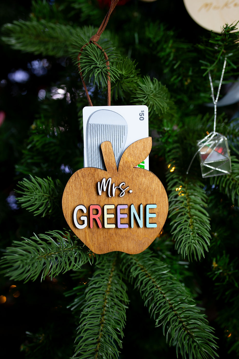 Teacher apple gift card ornament