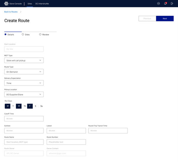 Add Route Details - On Demand