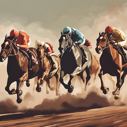 two horseman and two horses racing.jpg