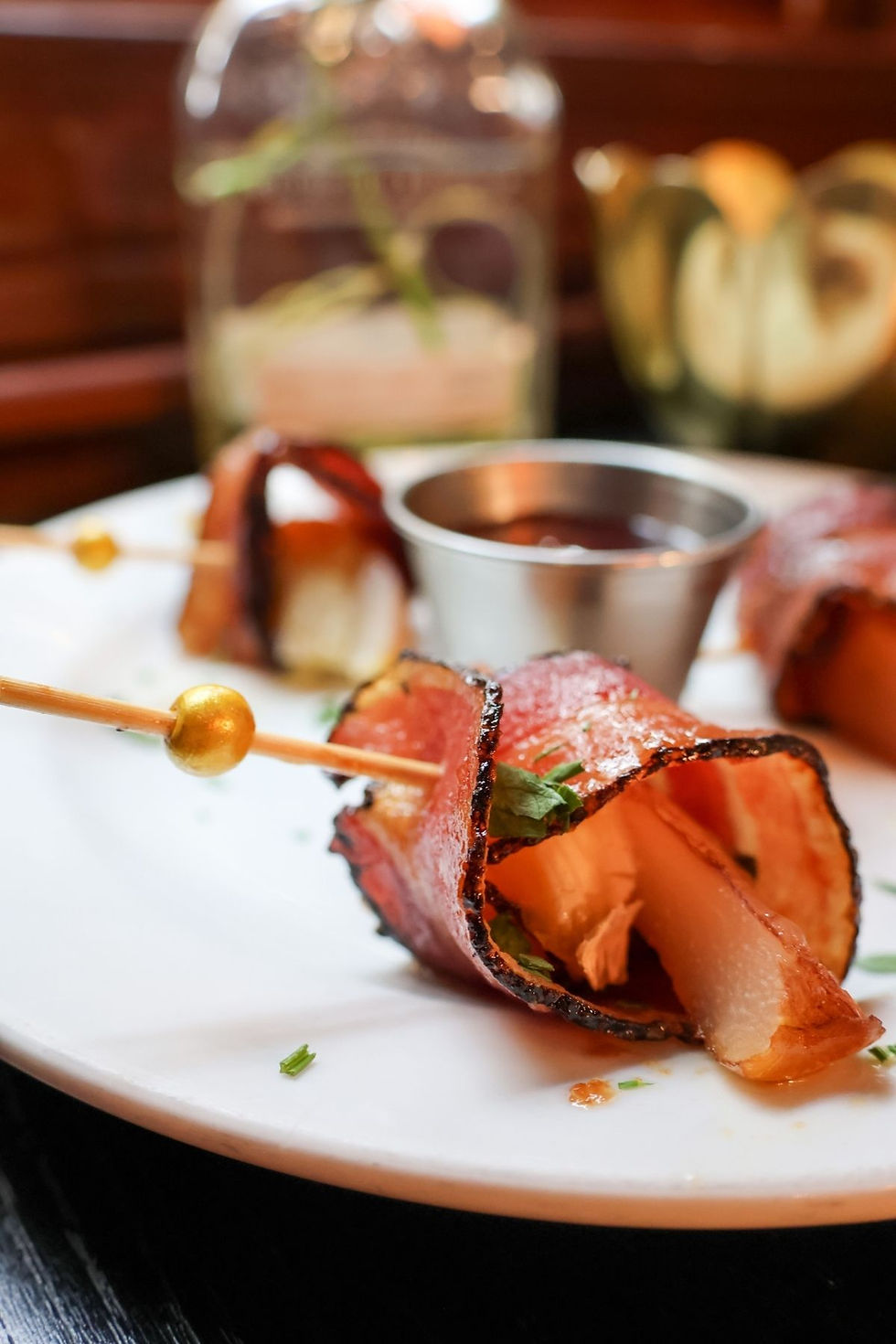 Candied Bacon Brie Skewers
