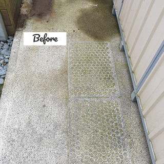 Cleaned and dirty concrete surfaces: Before & After JCE Water Blasting