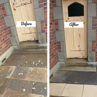 Before & After: JCE Water Blasting Ltd cleaned the stone steps and entrance