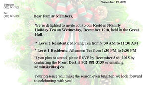 Resident & Family Holiday Tea