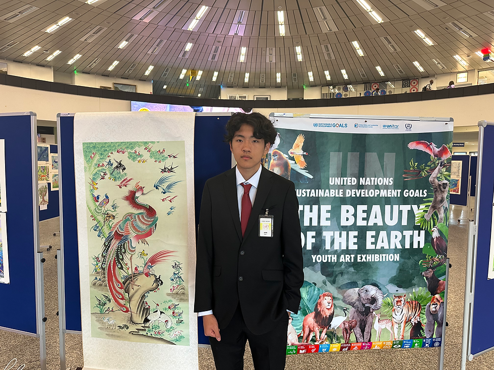 PAHA Student President Jerry Z. Chen at Art Exhibition