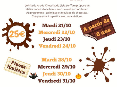 ATELIERS CHOCOLAT ENFANTS – VACANCES DE LA TOUSSAINT 2025 🍫