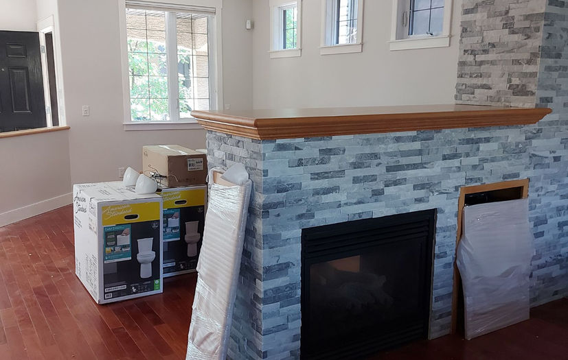 Freshly painted living room walls and ceiling