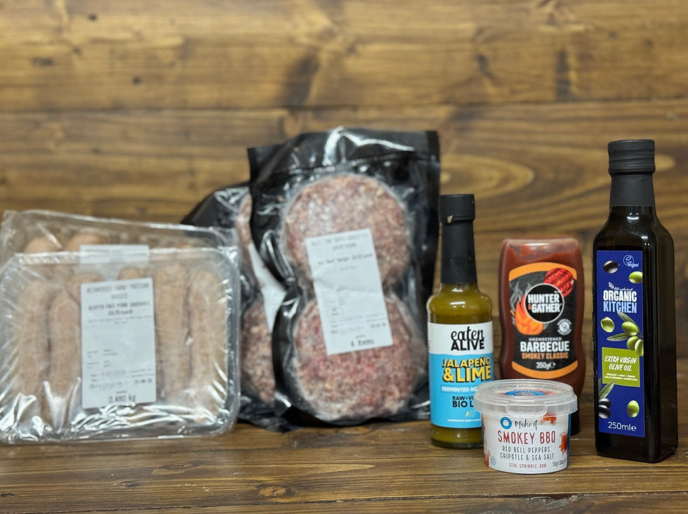 bbq bundle including sausages burgers and artisan sauce