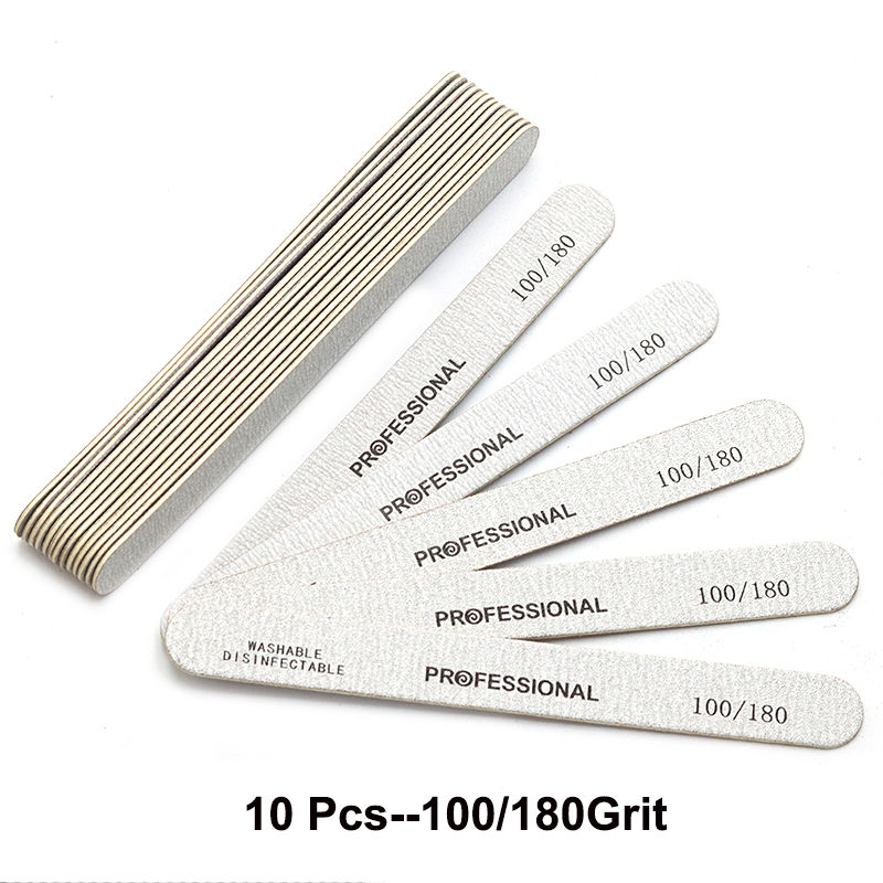 Thumbnail: 10pcs/Lot Wooden Nail Files Professional 100 180 240 Emery Board Manicure Buffer