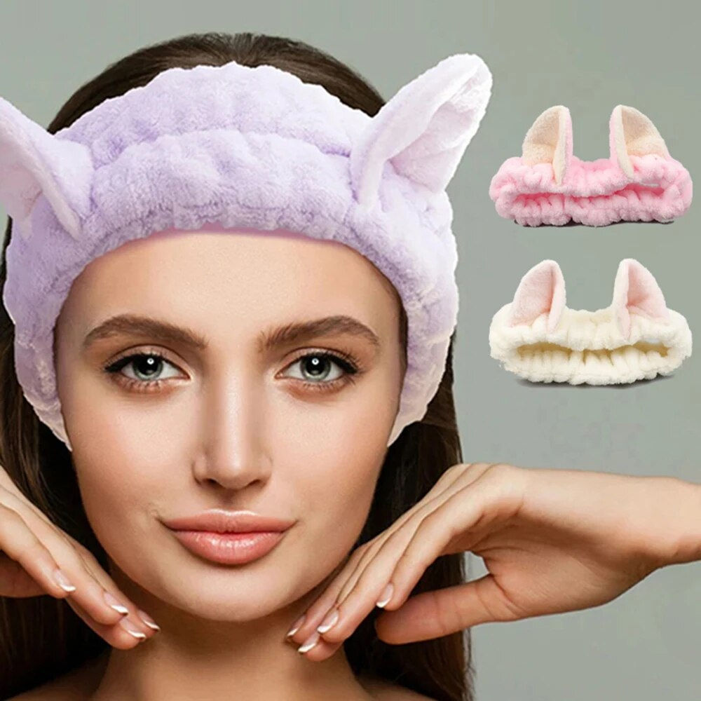 HAIRBAND CAT Coral Plush Headband Cute Soft