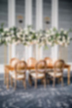 floral overhead installation centerpiece at a wedding at the Four Seasons in New Orleans flowers by Leaf + Petal NOLA