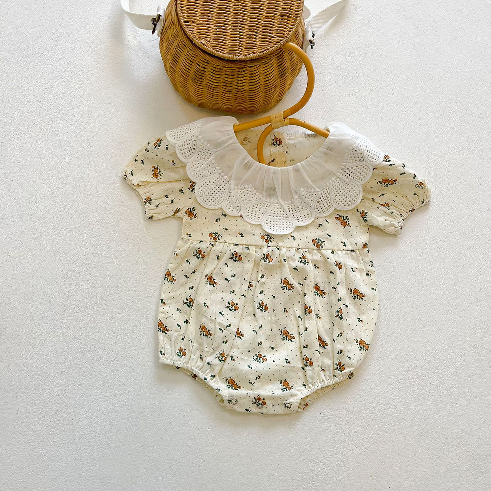 Floral Print Lace Collar Romper Suit (Beige)