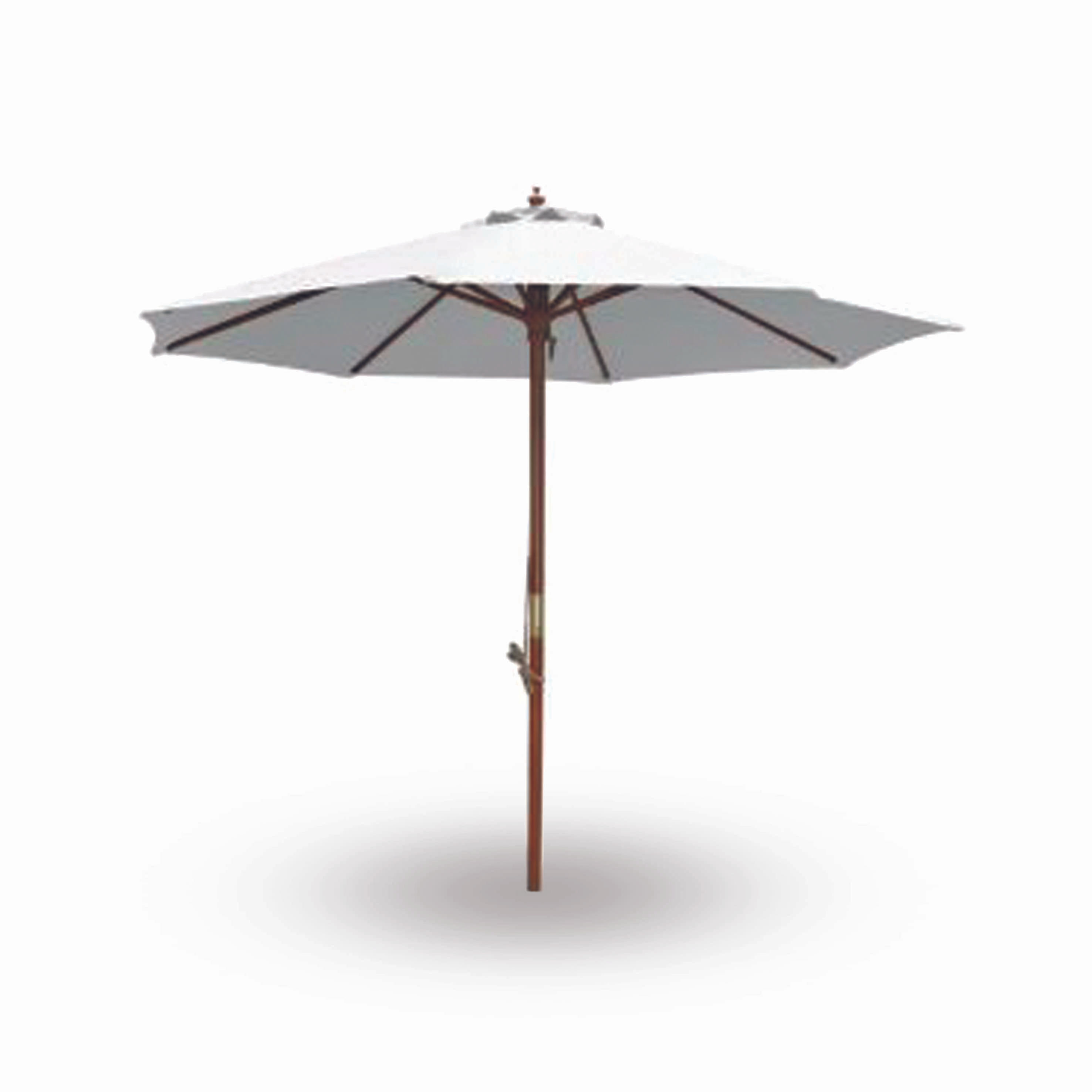 Large market Umbrella with a timber frame and cream fabric top 