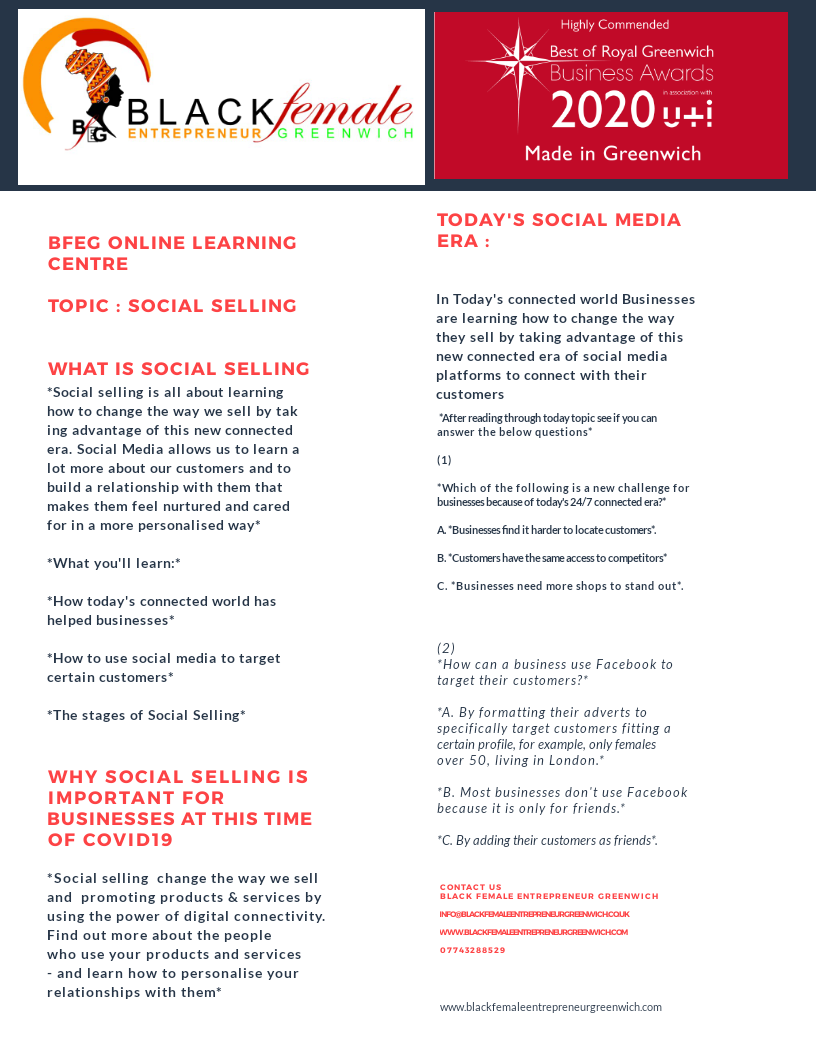 Writer: Black Female Entrepreneur Greenwich