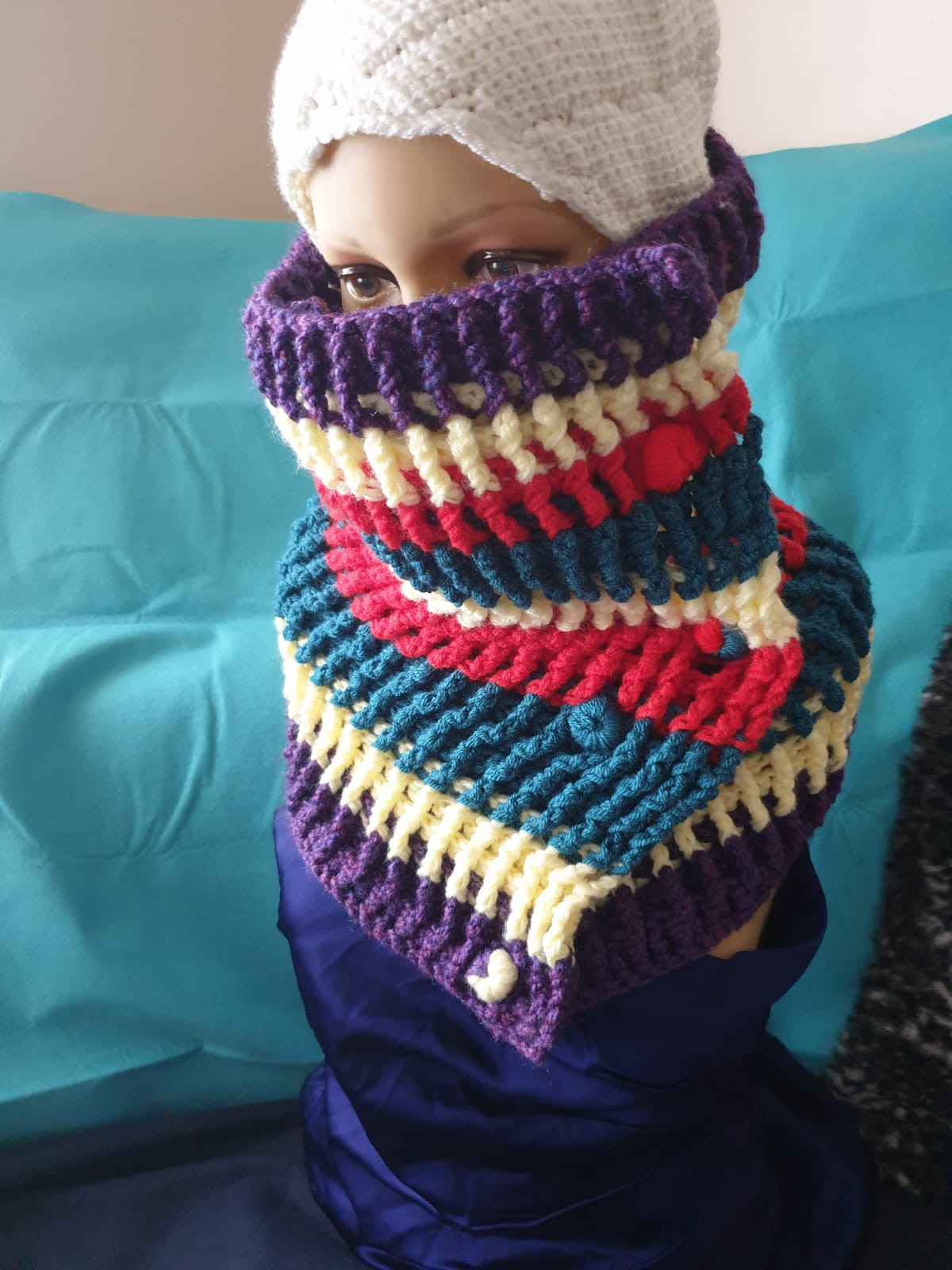 Hand Crochet Multi Colour Neck warmer scarf