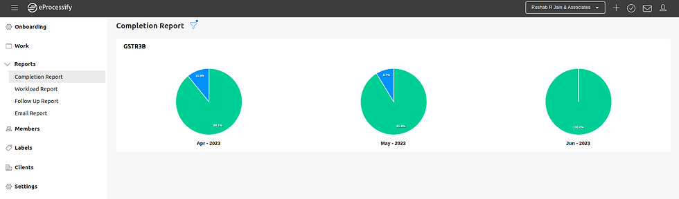 Accounting and CA firm management software tracking report