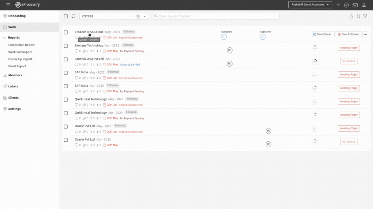 Document attachement in Accounting practice management software