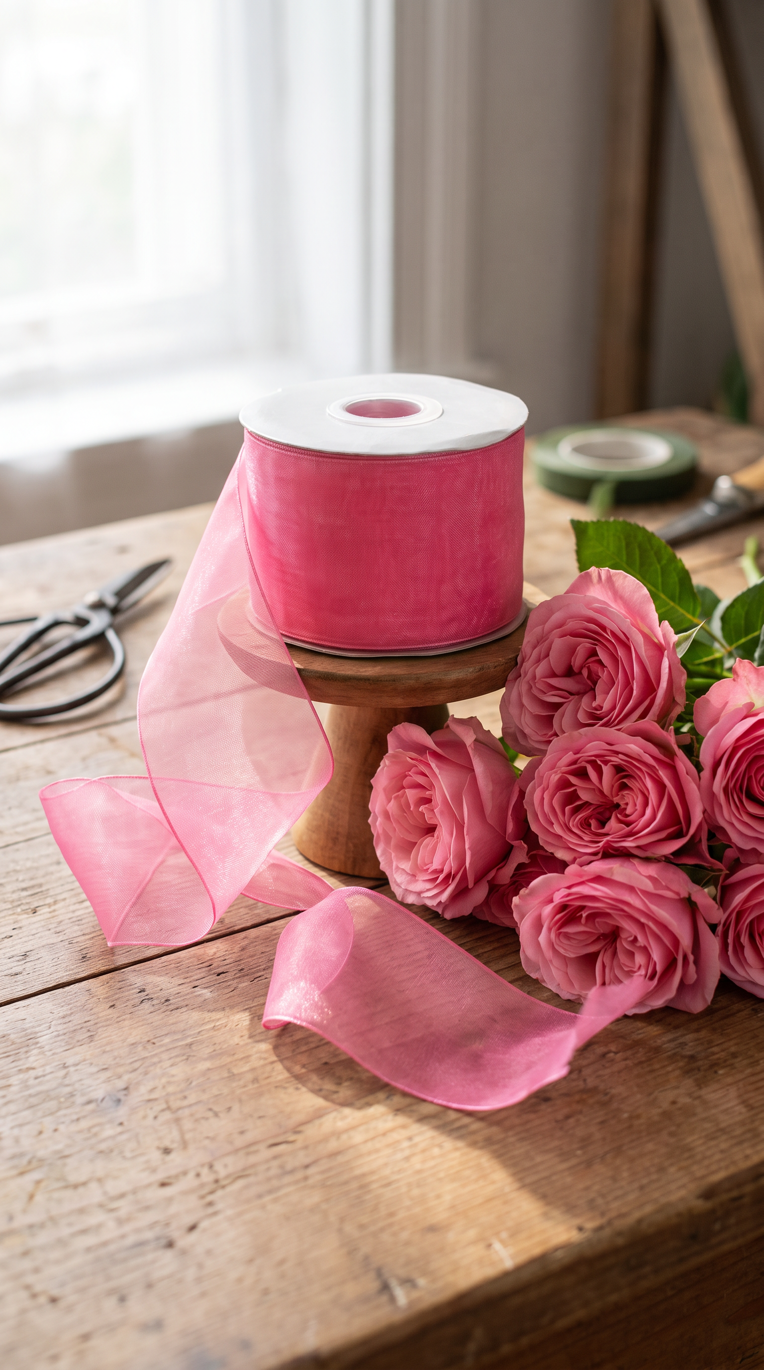 Organza Ribbon 50mm x 25m Dusty Pink