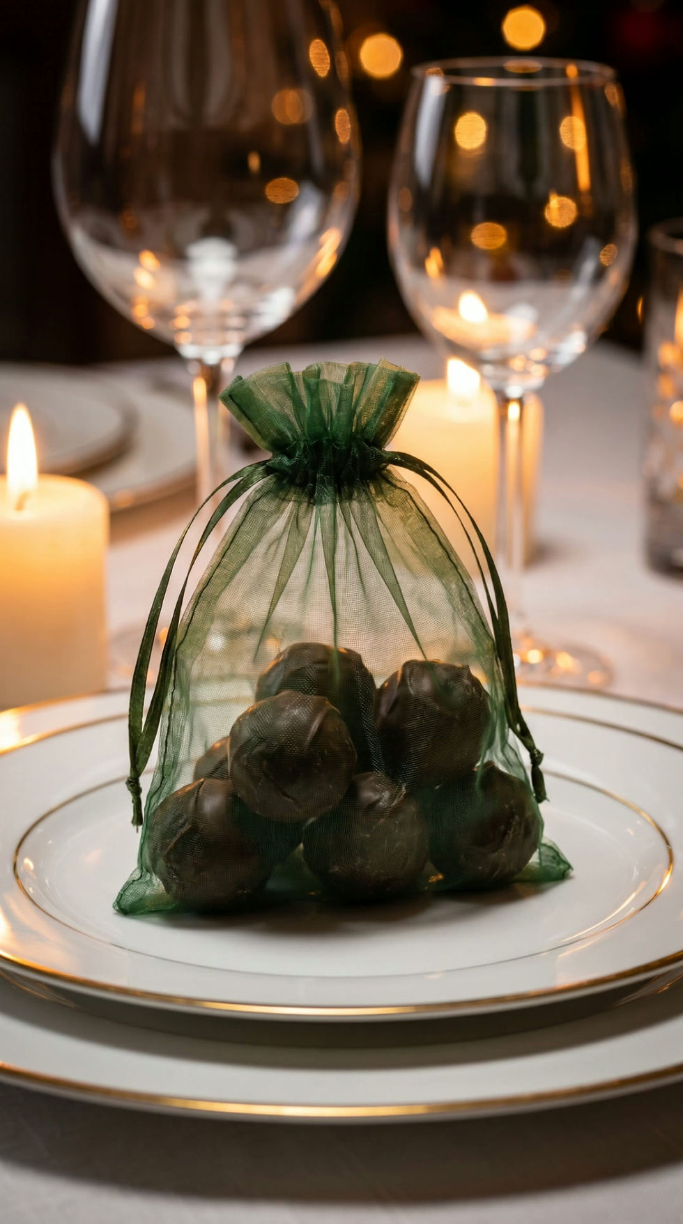 Thumbnail: Organza Gift Bag -  Christmas Green- Pack of 50**