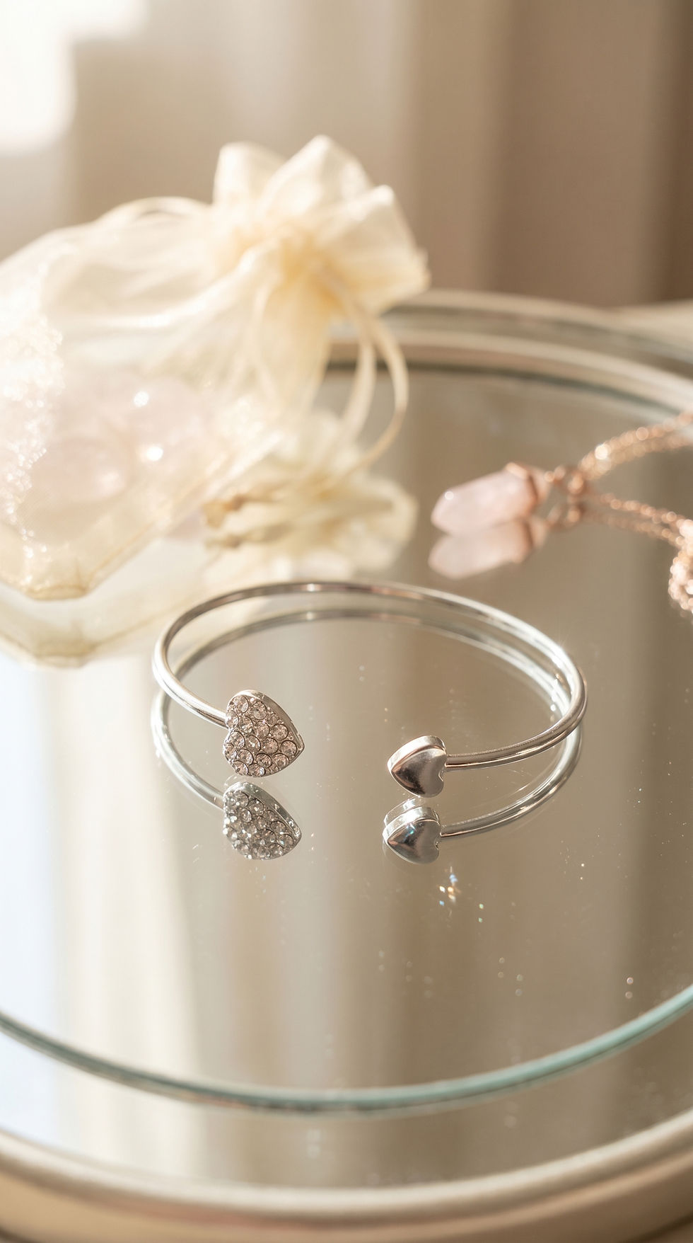 Thumbnail: open silver heart bangle