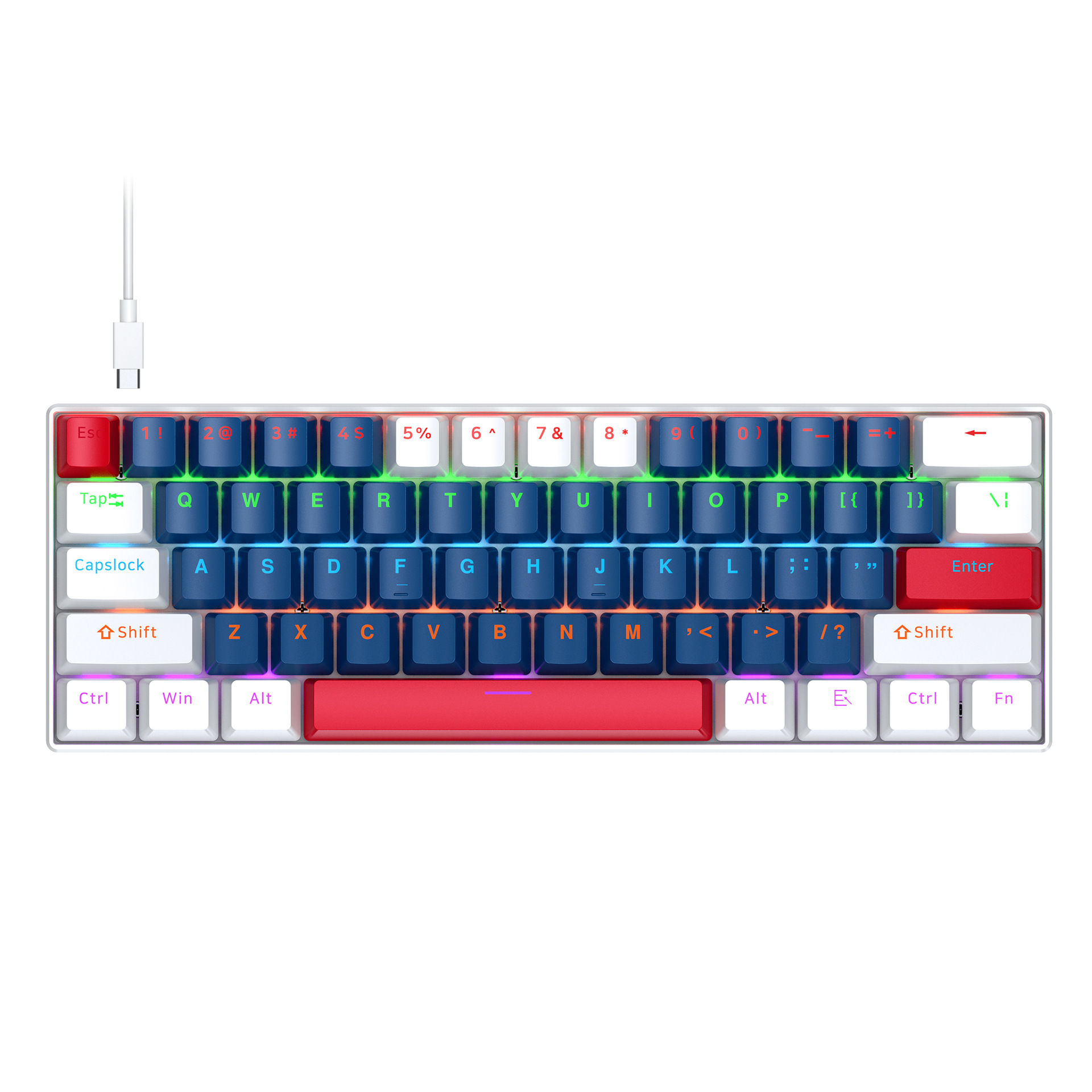 Mechanical keyboard with blue switches