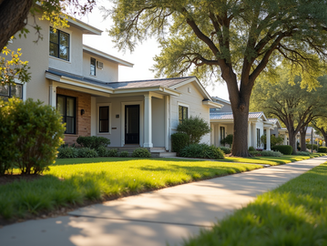 A picturesque view of a residential area in Austin, Tx showcasing modern architecture