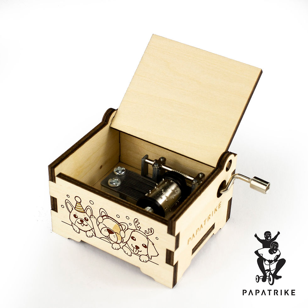 Thumbnail: Doggies Engraved on Natural Wood Box