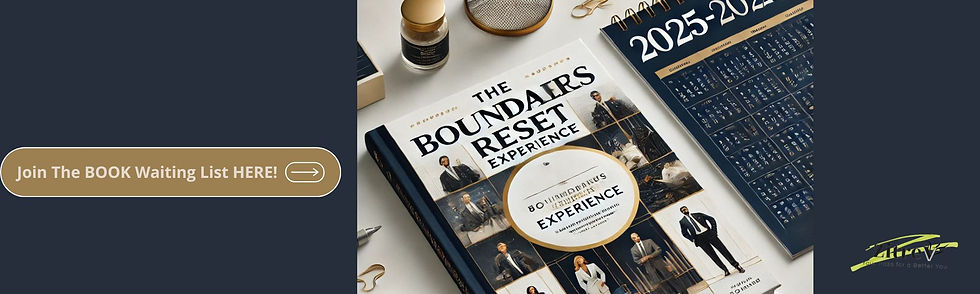 Image of the cover of 'The Boundaries Reset Experience Start Lean,' featuring a striking design. Including a calendar matching with the book design, which reinforces the power of the book.