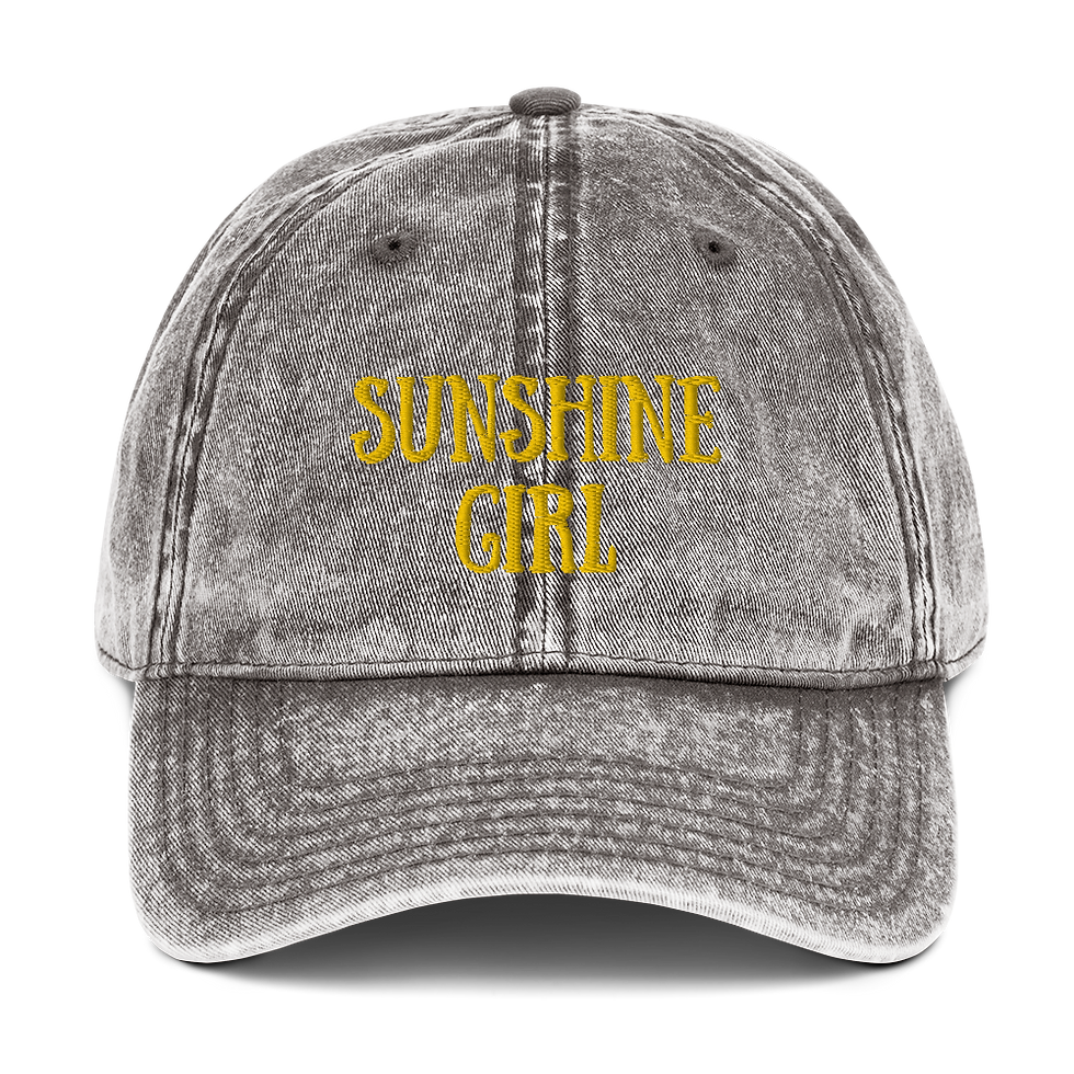 Thumbnail: Sunshine Girl Vintage Hat w/ Rainbow Decal on Side (embroidered)