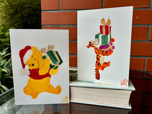 Winnie the Pooh and Tigger with gifts