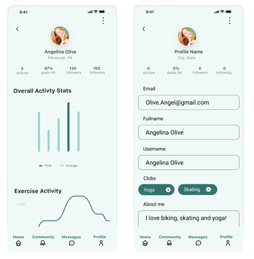 Portfolio Prototype Screens