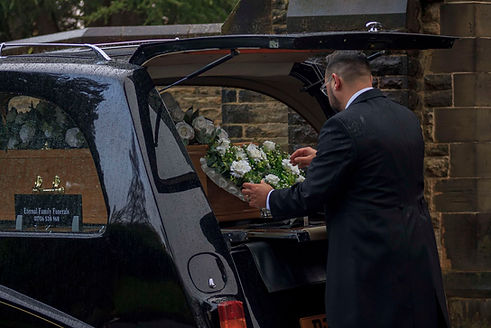 Vintage black funeral vehicle